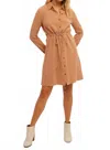 Hem & Thread Stud Effect Shirt Mini Dress In Salmon In Brown