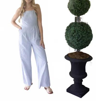 Hem & Thread Sunset Stroll Striped Jumpsuit In Blue