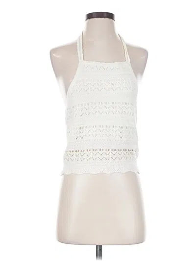 Hem & Thread Tank Top Ivory Halter Neckline Tops