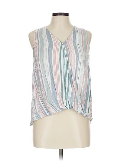 Pre-owned Hem & Thread Tank Top Silver Plunge Neckline Tops