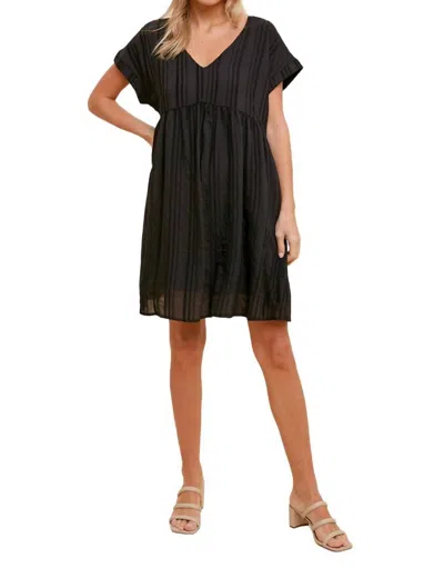 Hem & Thread Textured Mini Dress In Black