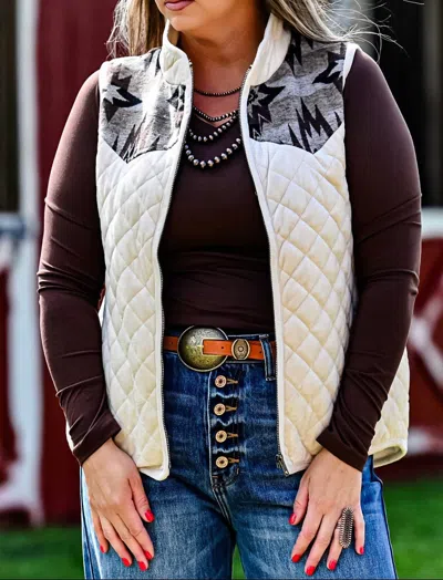 Hem & Thread The Timber Vest In Ivory In Multi