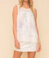 Hem & Thread Tie Dye Swiss Dot Lace Yoke Blouse Top In Ivory Multi In White