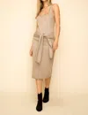 Hem & Thread Tie Waist Knit Midi Dress In Gold Metallic In Gold