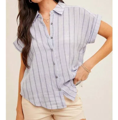 Hem & Thread Tina Stripe Top In Blue