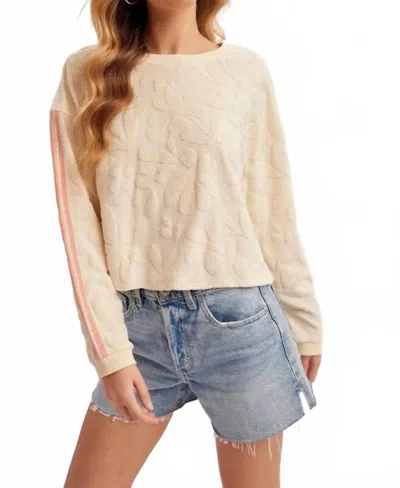 Hem & Thread Tropical French Terry Pullover In Beige In Neutral