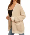 Hem & Thread Two Tone Stripe Open Midi Cardigan In Natural/white