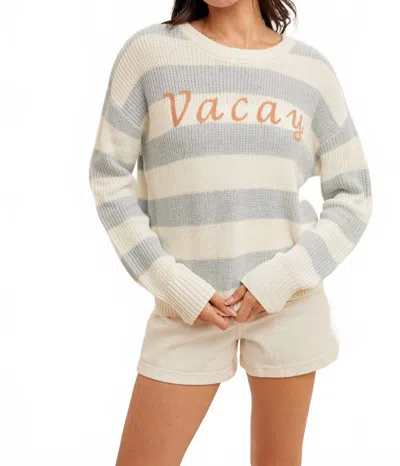 Hem & Thread Vacay Knit Sweater In Blue In Gray
