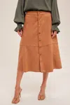 Hem & Thread Victoria Suede Skirt In Cocoa In Brown