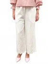 Hem & Thread Wide Leg Culotte Pants In White In White