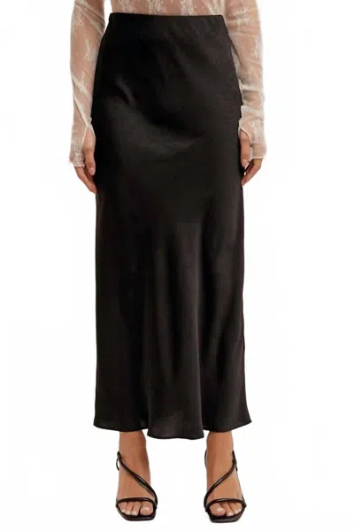 Hem & Thread Women's Crinkle Textured Maxi Skirt In Black