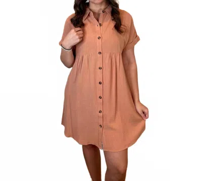 Hem & Thread Women's Evania Dolman Sleeve Shirt Dress In Amber Glow In Brown
