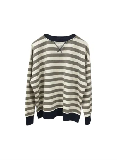 Hem & Thread Women's Long Sleeve Stripe Sweater In Grey In Gray