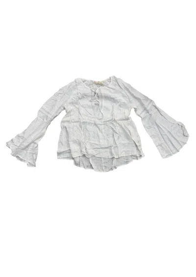 Hem & Thread Women's Swiss Dot Babydoll Blouse In White In Gray