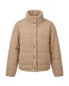 Hem & Thread Teddy Puffer Snap Button Jacket In Brown In Brown