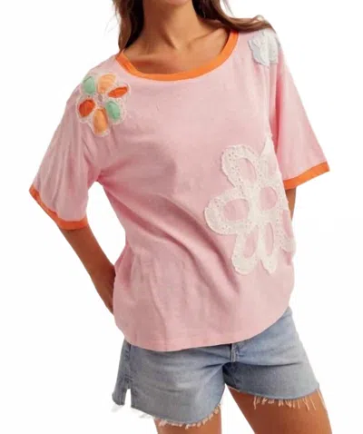 Hem & Thread Wren Flower Patch Top In Pink