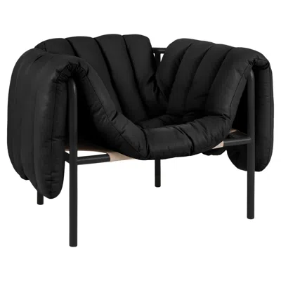 Pre-owned Hem Contemporary Lounge Chair 'puffy' By , Black Steel, Black Leather
