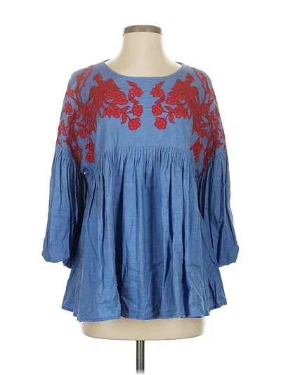 Pre-owned Hemant & Nandita 3/4 Sleeve Blouse In Blue