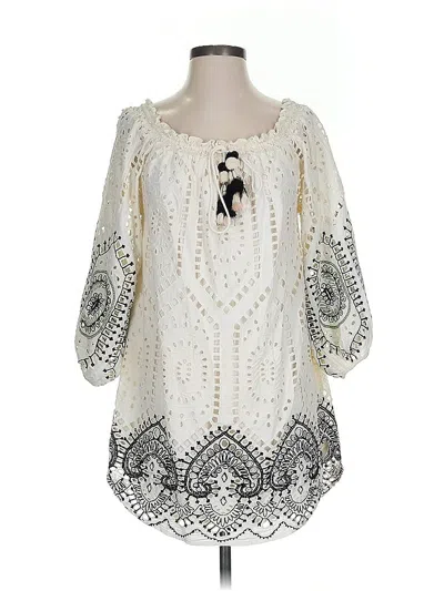 Pre-owned Hemant & Nandita 3/4 Sleeve Blouse In White