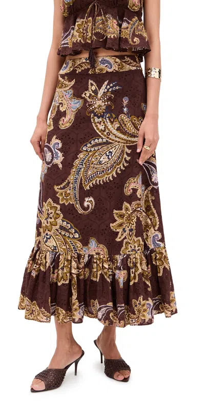 Hemant & Nandita A-line Ankle Length Skirt Brown