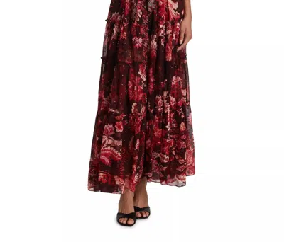 Hemant & Nandita Aafa Long Maxi Dress In Red Beige In Burgundy