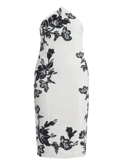 Hemant & Nandita Aahi Floral Halterneck Midi Dress In White