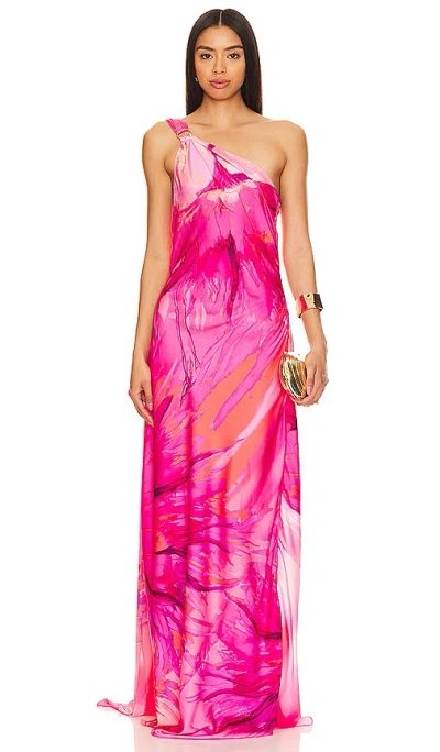 Hemant & Nandita Abira One Shoulder Maxi Dress In 粉色