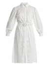 Hemant & Nandita Adya Eyelet Belted Midi Dress In Silver