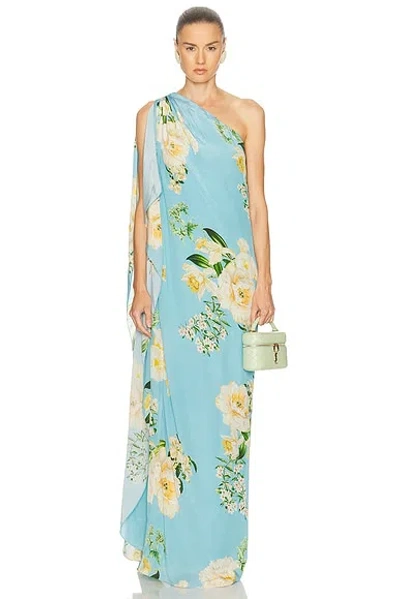 Hemant & Nandita Ajia One Shoulder Kaftan Dress In Blue