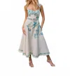 Hemant & Nandita Amari Midi Dress In White Blue Floral In Multi