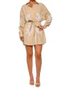 Hemant & Nandita Ari Embroidered Belted Dress In Beige In Neutral