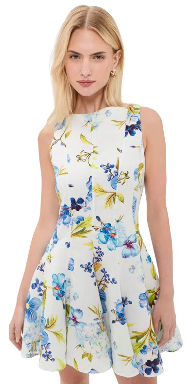 Hemant & Nandita Ayka Skater Mini Dress Ivory In Multi