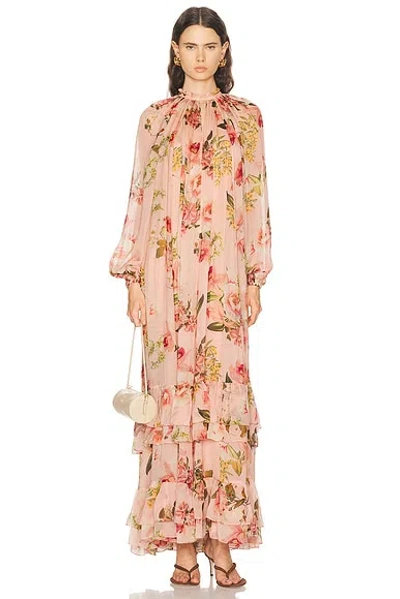 Hemant & Nandita Ayla Floral Maxi Dress In Pink
