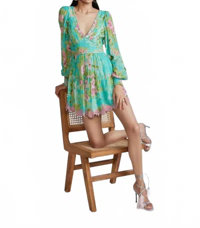 Hemant & Nandita Azra Mini Dress In Teal In Green