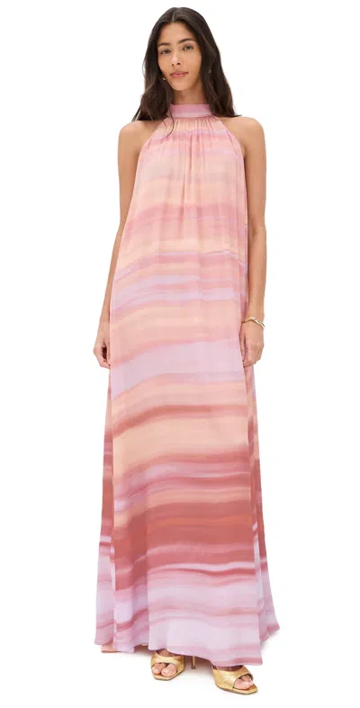 Hemant & Nandita Back Ties Maxi Dress Multi In Pink