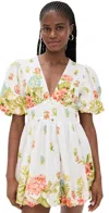 Hemant & Nandita Balloon Hem Mini Dress Multi In White