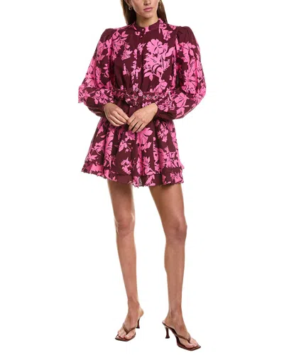 Hemant & Nandita Belted Linen-blend Mini Dress In Animal Print