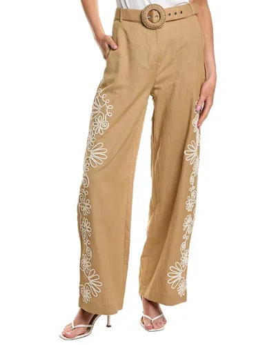 Hemant & Nandita Belted Linen-blend Straight Pant In Transparent