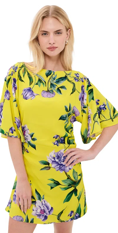 Hemant & Nandita Boat Neck Short Dress Yellow