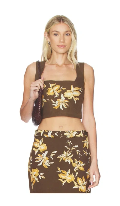 Hemant & Nandita Boxy Top In Brown