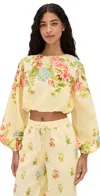 Hemant & Nandita Bubble Hem Top Multi In Yellow