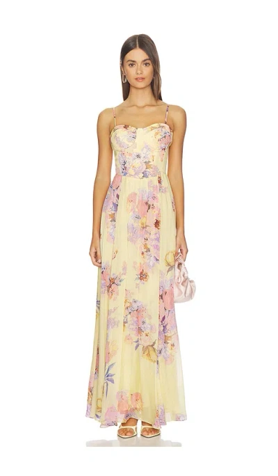 Hemant & Nandita Corseted Long Dress In Yellow