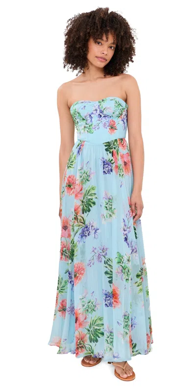 Hemant & Nandita Corsetted Maxi Dress Blue In Multi