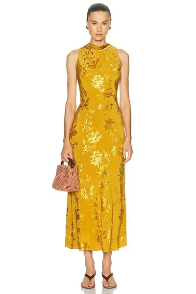 Hemant & Nandita Cowl Midi Dress In Yellow