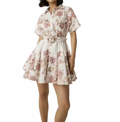 Hemant & Nandita Diza Belted Short Dress In Off White