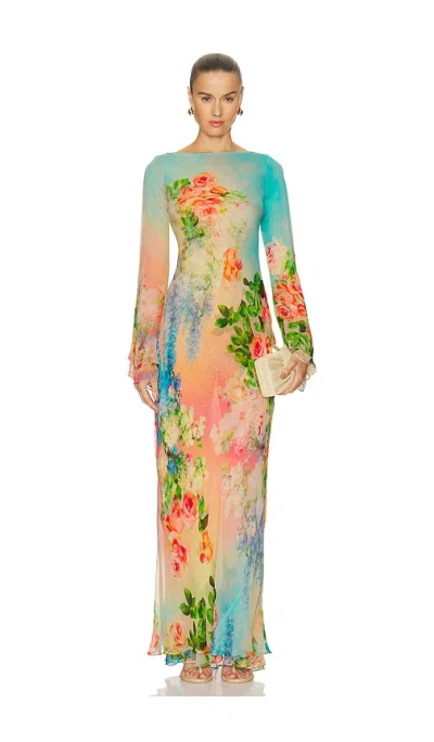 Hemant & Nandita Double Layer Maxi Dress In Multi