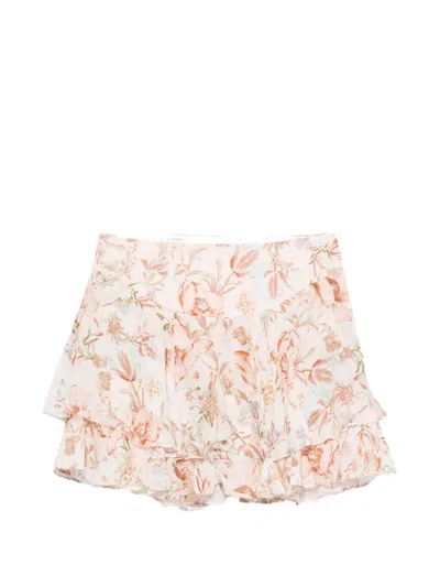 Hemant & Nandita Ezra Floral-print Ruffled Mini Skirt In Multi