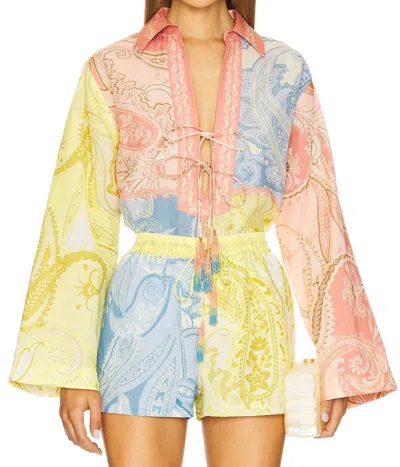HEMANT & NANDITA FIZA COLLARED LONG SLEEVE TOP IN MULTI