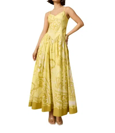Hemant & Nandita Fiza Fitted Sweetheart Neckline Maxi Dress In Light Yellow
