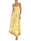 Hemant & Nandita Fiza Fitted Sweetheart Neckline Maxi Dress In Light Yellow